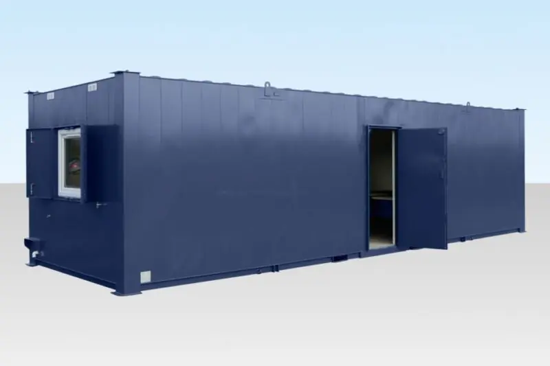 32ft ECOlink drying room cabin flat sided exterior with double glazed windows