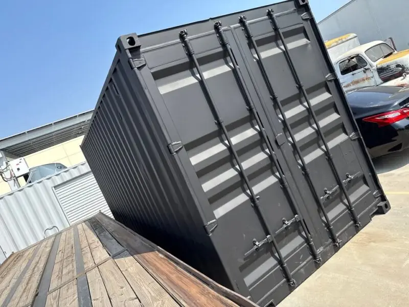 Best 20ft Used Matte Black Shipping Container w/ Roll-Up Door - Image 2