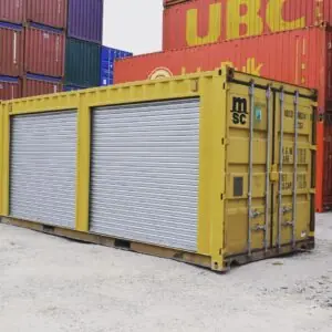 yellow 20ft used container dual side roll-up doors