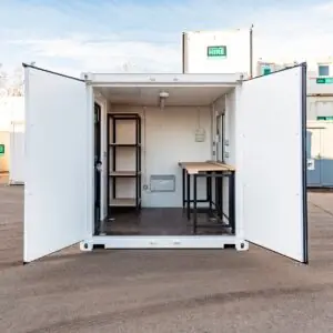 10ft custom workshop office shipping container fitted electrics insulated door