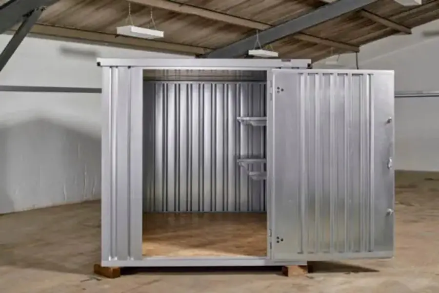 3m galvanised flat pack storage container
