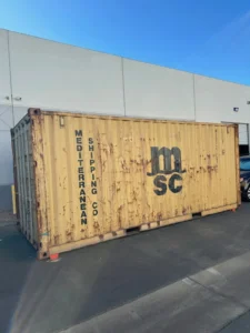 Used 20ft Conex Shipping / Storage Container – Yellow/Gold - Image 3